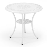 Mesa de comedor redonda para patio de 31.5 pulgadas para 4 personas, de aluminio fundido, con orificio para sombrilla de 2 pulgadas