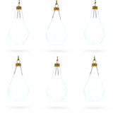 Set of 6 Clear Glass Waterdrop Finial Christmas Ornaments