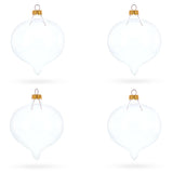 Set of 4 Pointed Onion-Shape Finial Clear Glass Christmas Ornaments