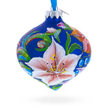 Floral Lilies Onion-Shape Finial Glass Christmas Ornament