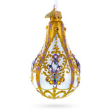 Multicolored Jewels on Golden Swirls Pear Shape Finial Glass Ornament