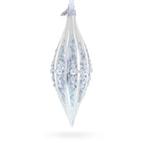 Pearl and Glitter Jeweled Elongated Pointed Teardrop Finial Glass Christmas Ornament