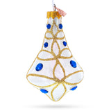 Blue Jewels on Clear Glass Bell Finial Christmas Ornament