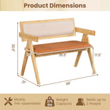 Banco de comedor de madera de caucho con reposabrazos, respaldo tapizado de sherpa y asiento acolchado suave - Natural