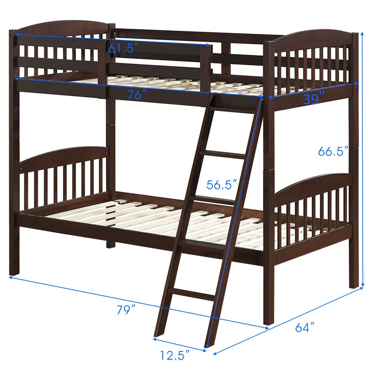 Literas dobles de madera maciza con escalera desmontable para niños