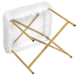 Faux Fur Ottoman Decorative Stool with Metal Legs