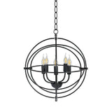 20 Inch 5 Lights Metal Chandelier with Pivoting Interlocking Rings