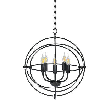 Candelabro metálico de 20 pulgadas y 5 luces con anillos entrelazados pivotantes