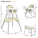 4-in-1 Baby Convertible Toddler Table Chair Set with PU Cushion