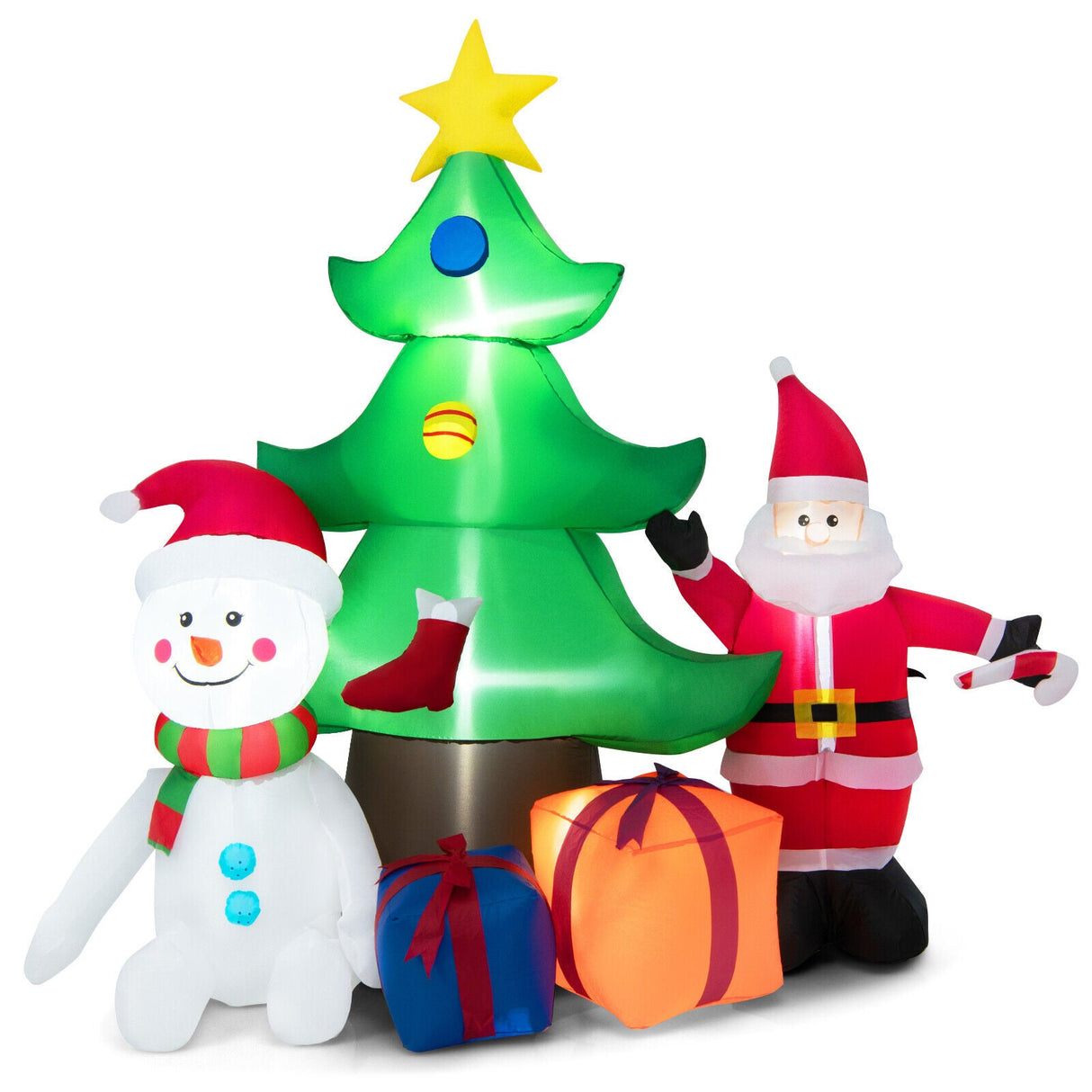 Árbol de Navidad inflable iluminado de 7.2 pies con Papá Noel