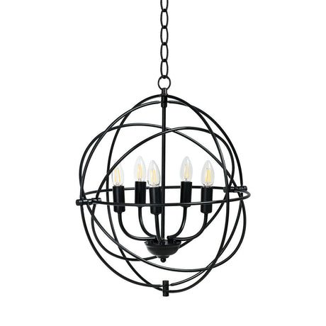 Candelabro metálico de 20 pulgadas y 5 luces con anillos entrelazados pivotantes