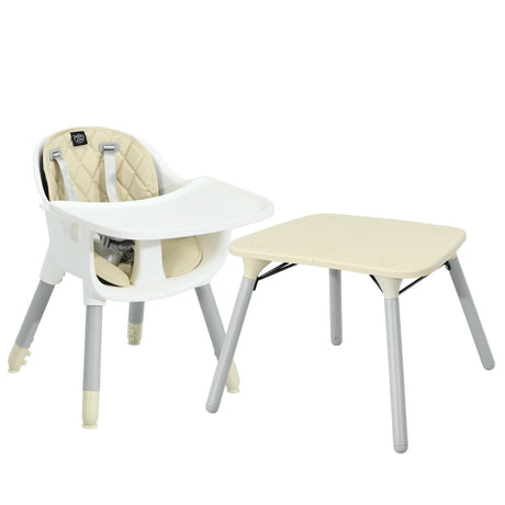 Juego de silla y mesa convertible 4 en 1 para bebé con cojín de PU