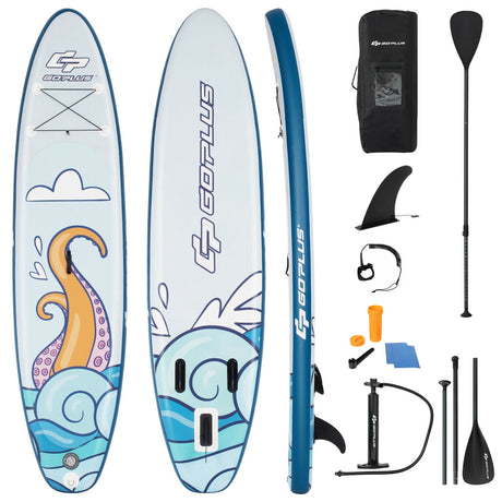 Tabla de surf inflable de pie de 11 pies con remo de aluminio y bomba
