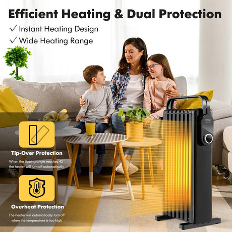 Calefactor eléctrico de 1500 W tipo radiador de aceite con rejilla plegable