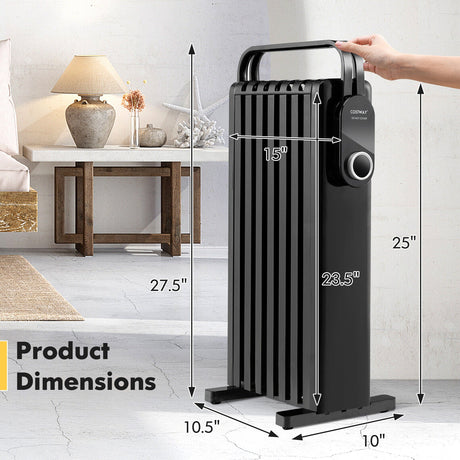 Calefactor eléctrico de 1500 W tipo radiador de aceite con rejilla plegable