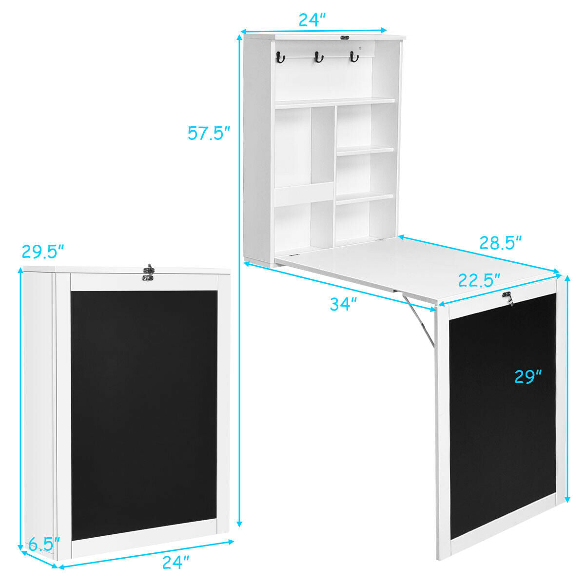 Mesa plegable de pared con pizarra