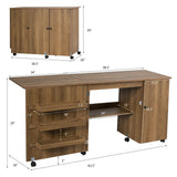 Mesa de costura plegable, estantes, mueble de almacenamiento, carrito artesanal con ruedas