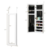 Gabinete de joyería espejado para pared y puerta con luz LED