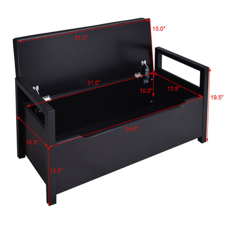 Banco de almacenamiento de zapatos de 34.5 x 15.5 x 19.5 pulgadas con asiento acolchado para la entrada
