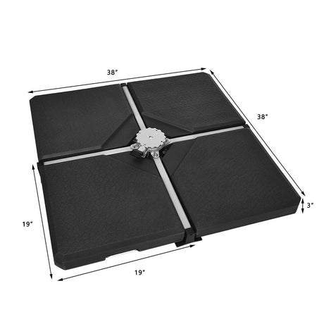 Juego de base de sombrilla rellenable cuadrada de 4 piezas para patio con asa y embudo