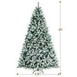 6 Feet Pre-lit Snow Flocked Hinged Christmas Tree with 928 Tips and Metal Stand