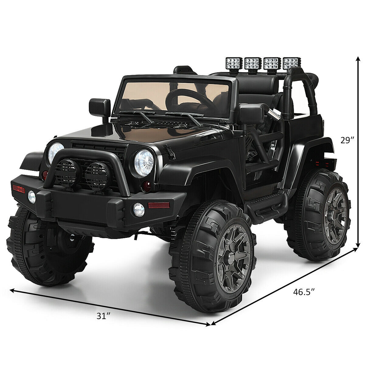 Camioneta de control remoto de 12V para niños con luces LED
