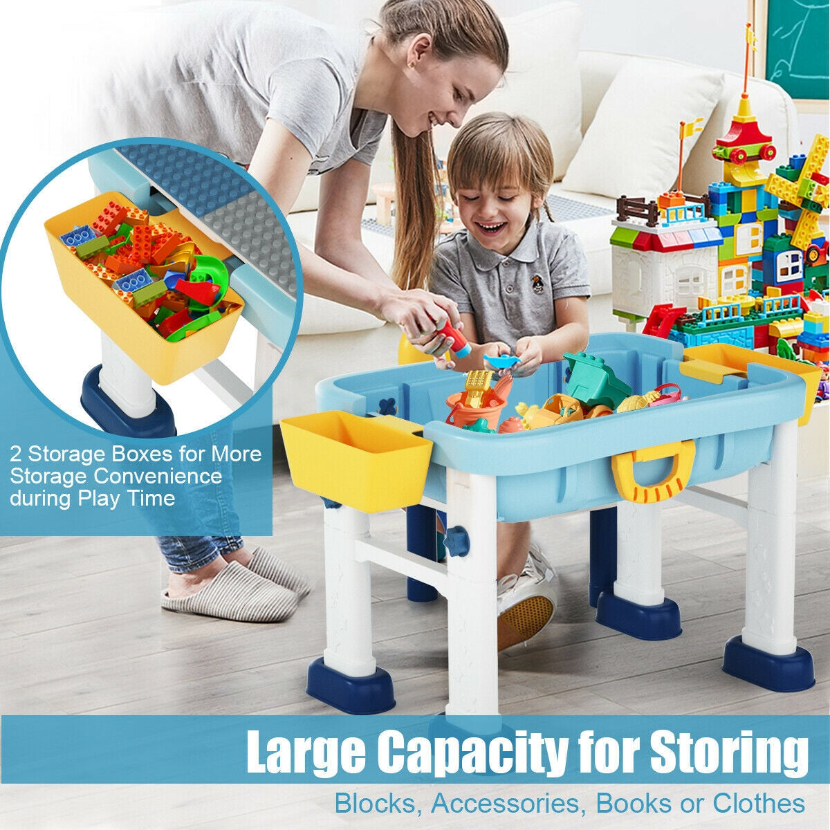 Juego de mesa de actividades 6 en 1 para niños con silla
