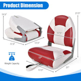 Low Back Boat Seat Folding Fishing chair with Thickened High-density Sponge Padding-Red