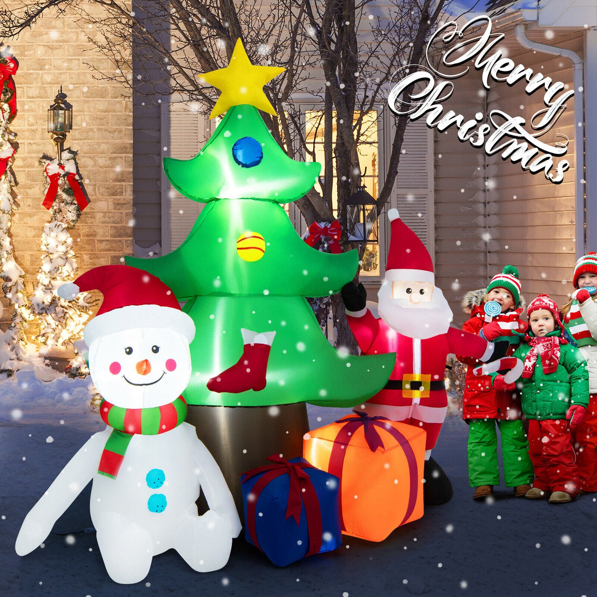Árbol de Navidad inflable iluminado de 7.2 pies con Papá Noel