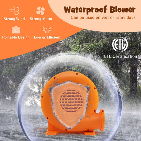 Soplador de aire de 380 W (0.5 HP) para inflables con cable de 25 pies y enchufe GFCI