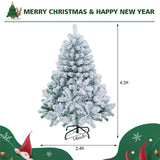 Árbol de Navidad Preiluminado de 4.5 Pies Premium con Nieve Flocada y 150 Luces