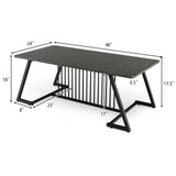 Mesa de Centro de Estilo Moderno de 48 Pulgadas con Amplia Superficie para Sala de Estar - Negro