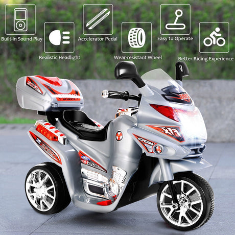 Preventa de 20 días Motocicleta para niños de 3 ruedas con batería de 6 V, juguete eléctrico, bicicleta de fuerza, nueva, gris