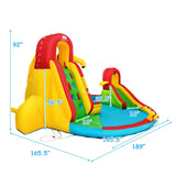 Castillo Hinchable Acuático para Niños con Tobogán, Muro de Escalada y Piscina, sin Soplador