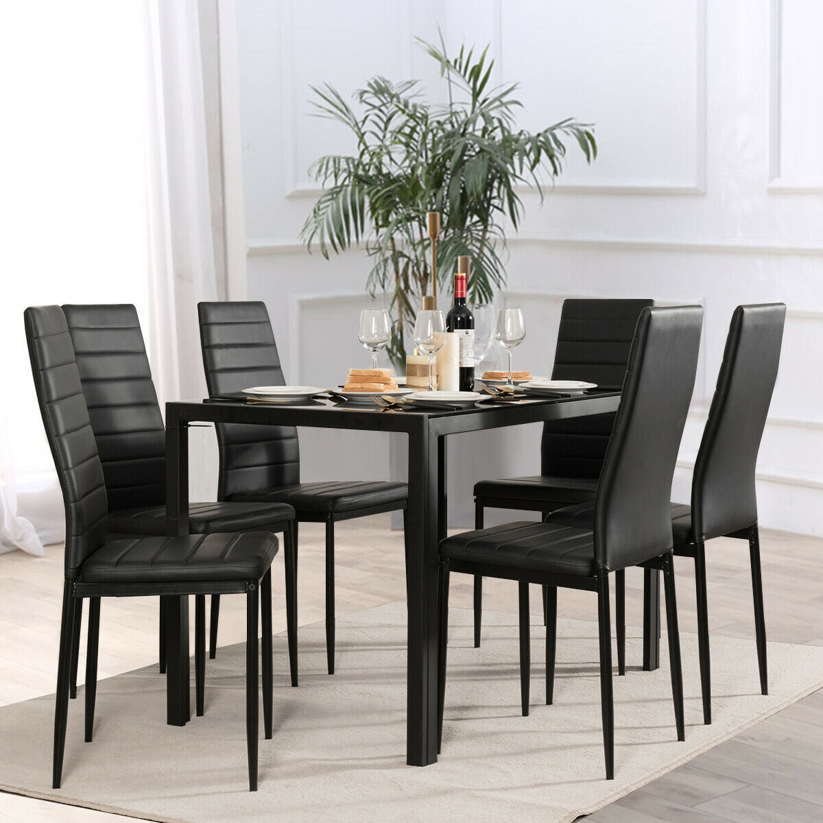 Juego de 2 o 6 sillas de comedor con respaldo alto - Juego de 6