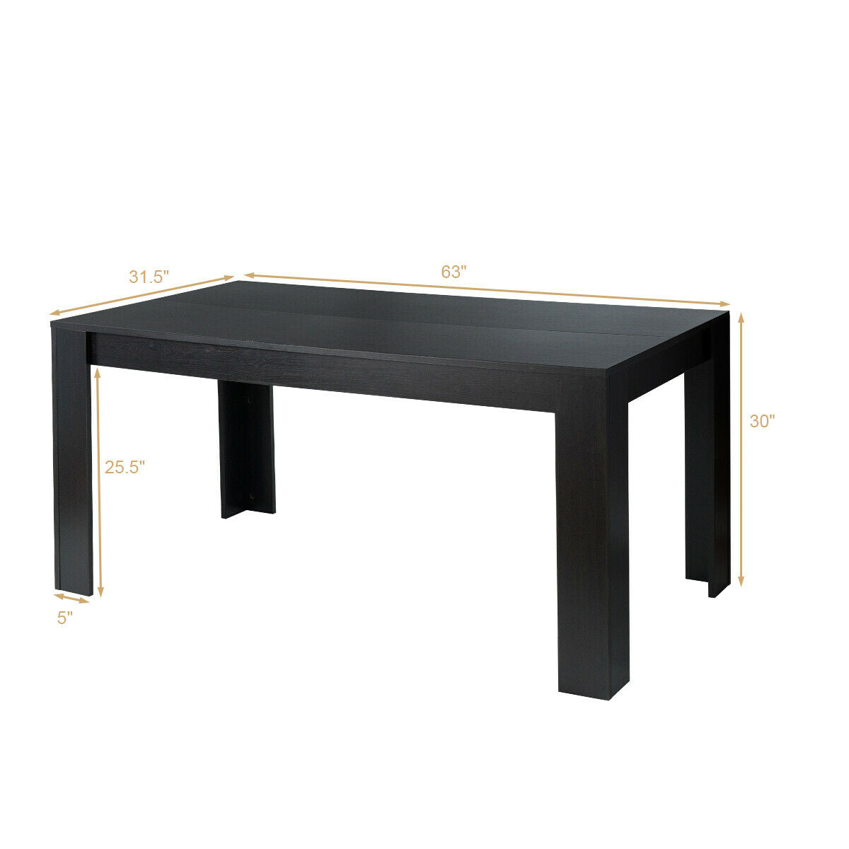 Mesa de comedor/cocina rectangular moderna de 63 pulgadas