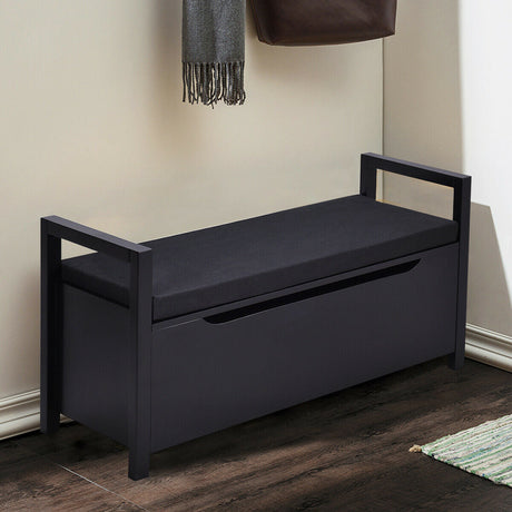 Banco de almacenamiento de zapatos de 34.5 x 15.5 x 19.5 pulgadas con asiento acolchado para la entrada