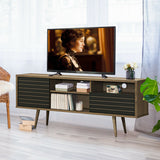 Mueble de TV moderno de mediados de siglo para televisores de hasta 65 pulgadas con estantes de almacenamiento