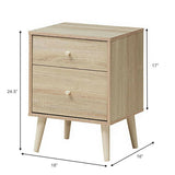 2-Drawer Nightstand Beside End Side Table with Rubber Legs