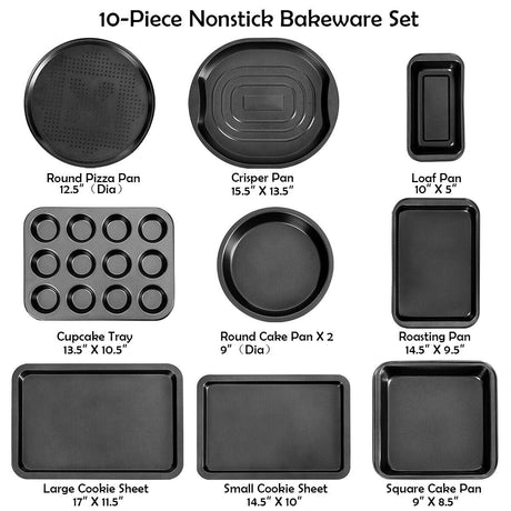 Juego de 10 piezas de utensilios antiadherentes para hornear y asar pasteles