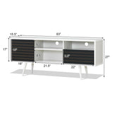 Mueble de TV moderno de mediados de siglo para televisores de hasta 65 pulgadas con estantes de almacenamiento