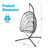 Hanging Folding Egg Chair with Stand Soft Cushion Pillow Swing Hammock