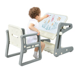 Set de mesa y silla para niños 2 en 1 con caballete y tablero de pintura artística ajustable