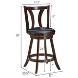 Juego de 2 taburetes giratorios de bar de 24 pulgadas de altura de mostrador, sillas de cocina y comedor con asiento de cuero acolchado