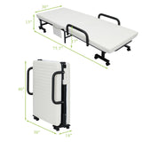 Adjustable Folding Guest Bed Frame with Mattress and Wheels