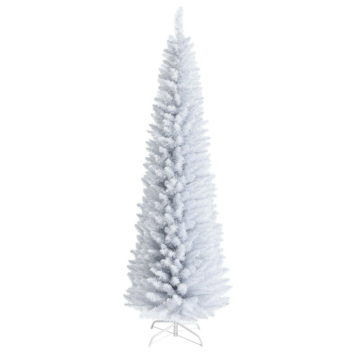 Árbol de Navidad artificial delgado tipo lápiz sin luces de 1,8 m con soporte metálico