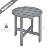 18 Inch Patio Round Side Wooden Slat End Coffee Table for Garden