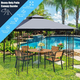 10 x 10 Feet L-Shaped Patio Canopy Gazebo Outdoor 2-Tier Steel Tent