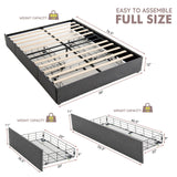 Base de cama tapizada con plataforma y 3 cajones de almacenamiento