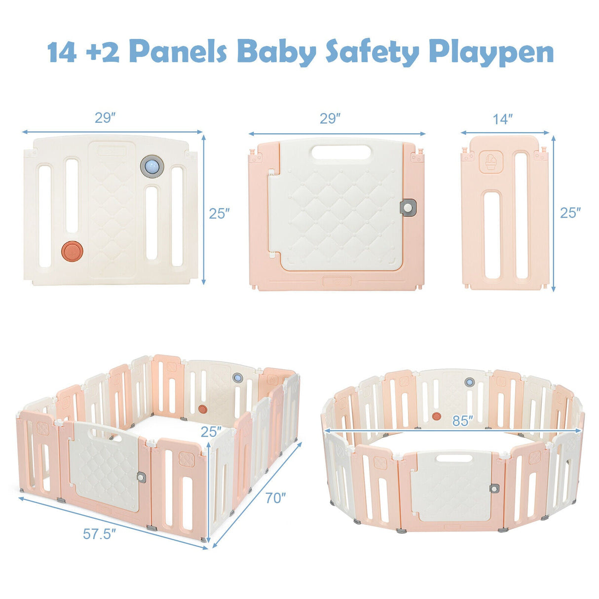 Parque de juegos de seguridad para bebés de 16 paneles con pizarra de dibujo